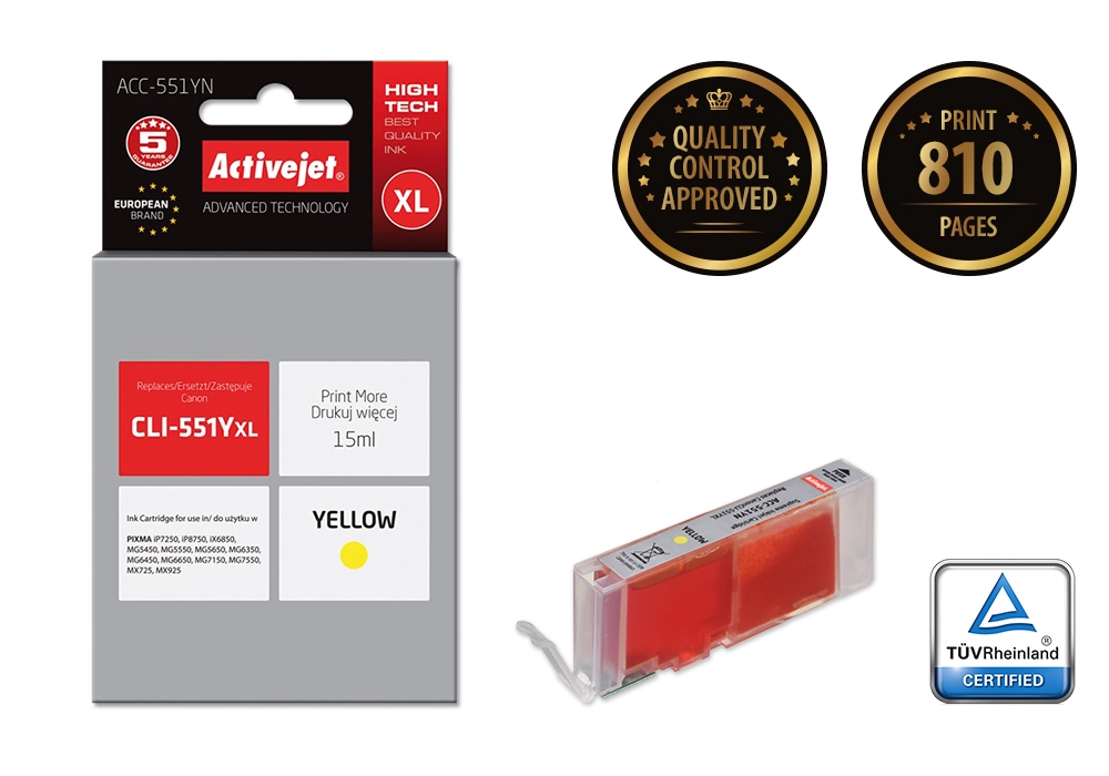 Activejet ACC-551YN ink (replacement for Canon