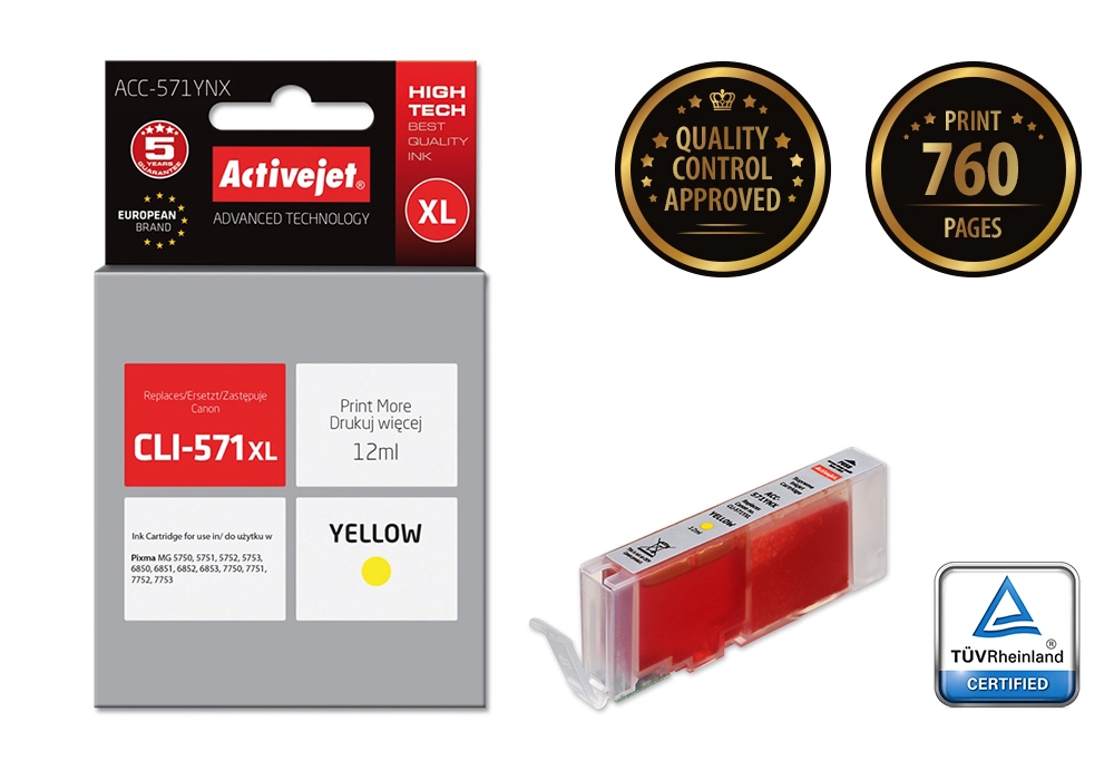 Activejet ACC-571YNX ink (replacement for Canon