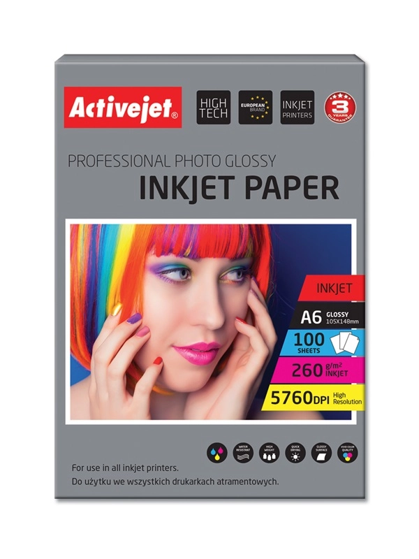 Activejet AP6-260GR100 glossy photo paper for