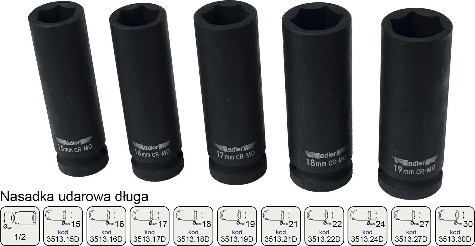 Adler ADLER LONG IMPACT SOCKET 1/2``