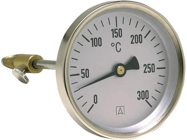 Bimetal thermometer for measuring exhaust gas