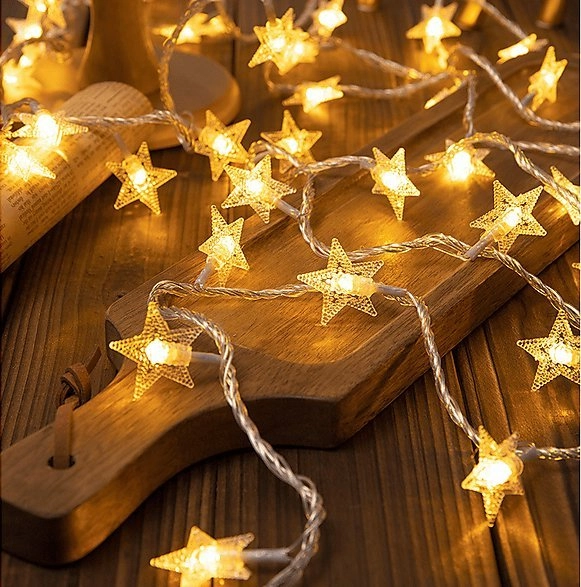 Lampki choinkowe LED snowflake/star - 6m/40