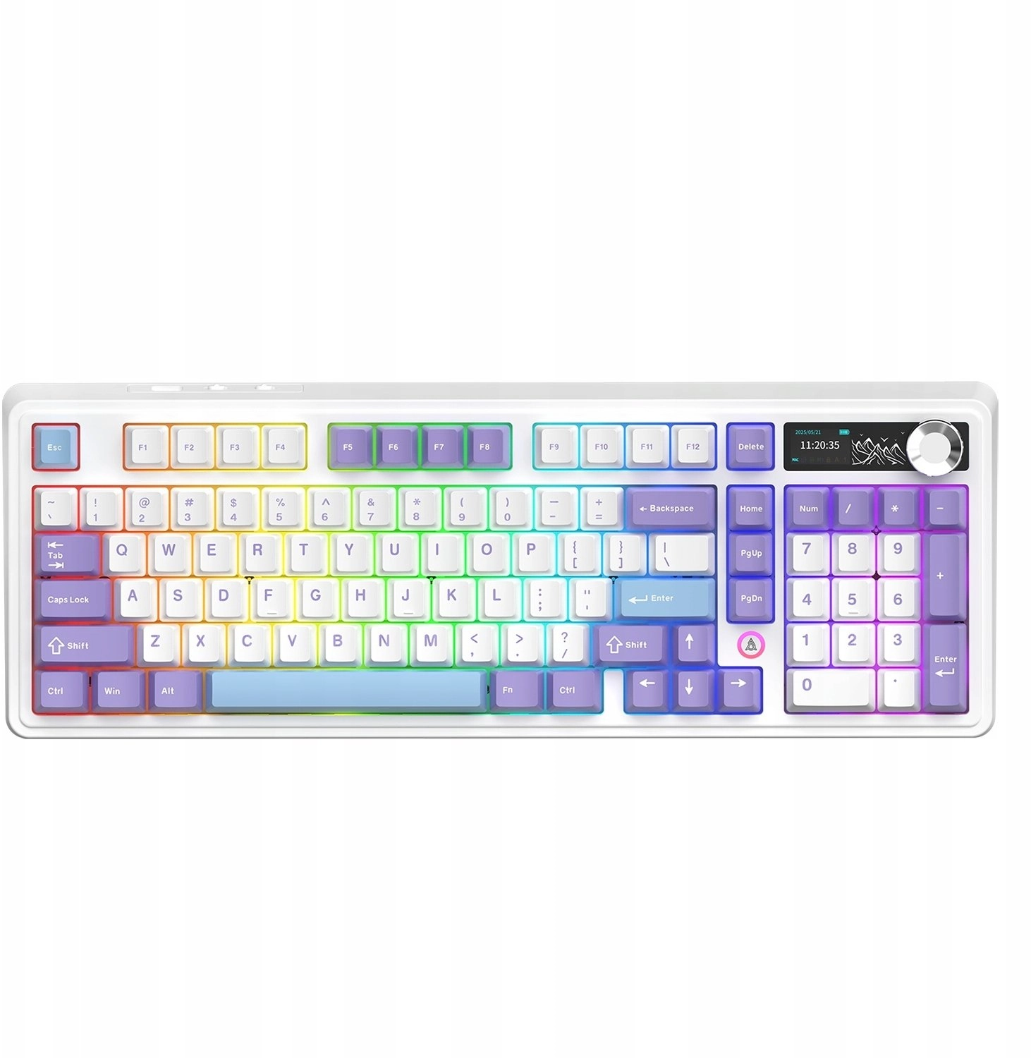 AK980 Gift Switch-V2-White-Model-With-Screen RGB Mechanical Gaming
