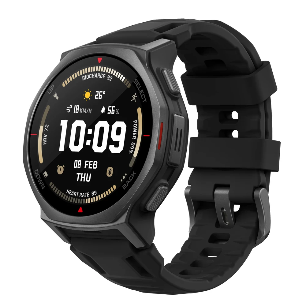 Amazfit T-rex 3 Pro 3.35 cm (1.32") AMOLED 44 mm Digital 466 x 466 pixels Touchscreen Black Wi-Fi GPS (satellite)