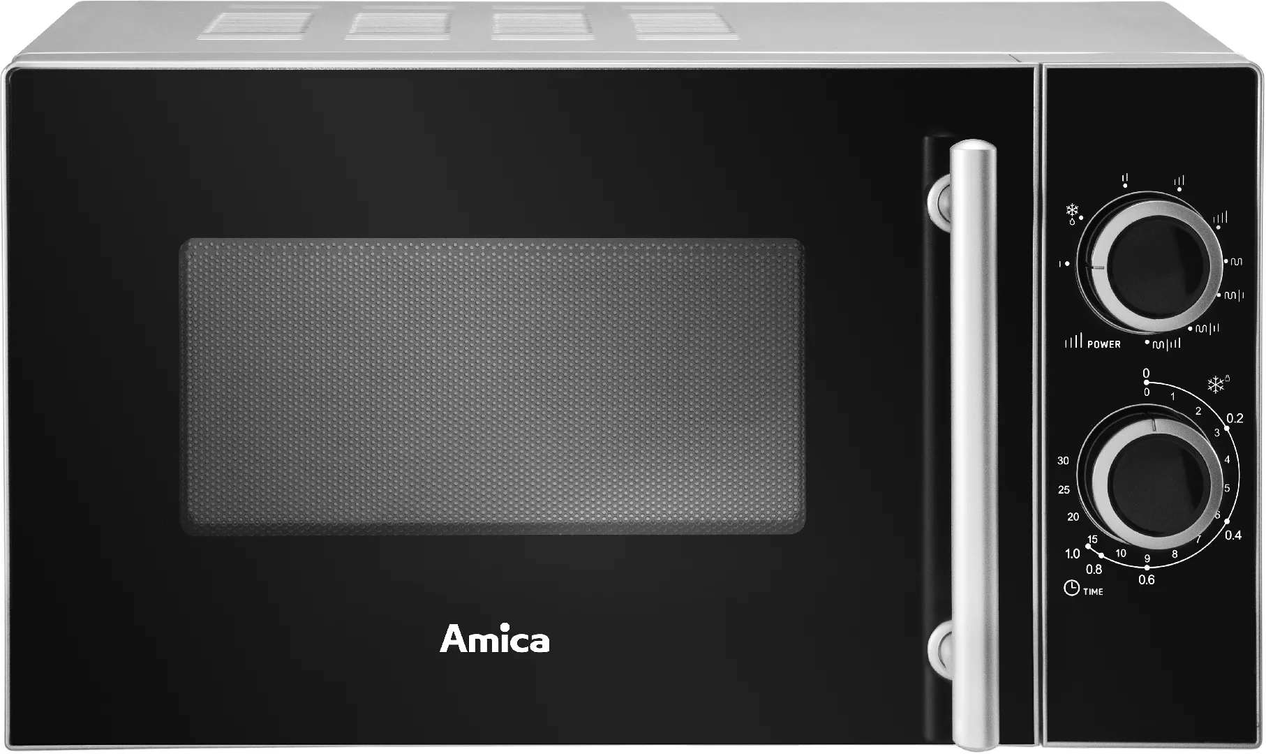 Amica AMGF20M1GS mikroviļņu krāsns Melns, Sudrabs Mikroviļņu krāsns ar grilu Novietojams uz galda 20 L 700 W