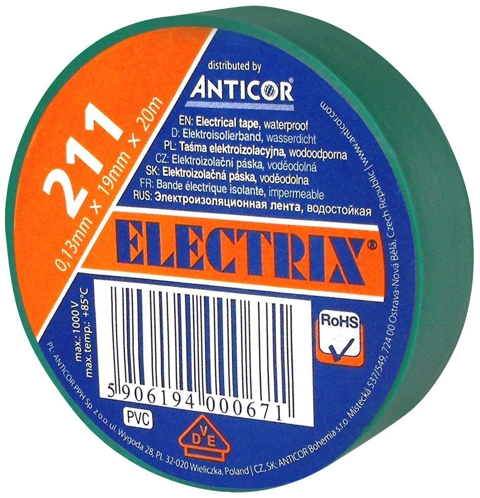 Anticor Taśma elektroizolacyjna PCW zielona 19mm