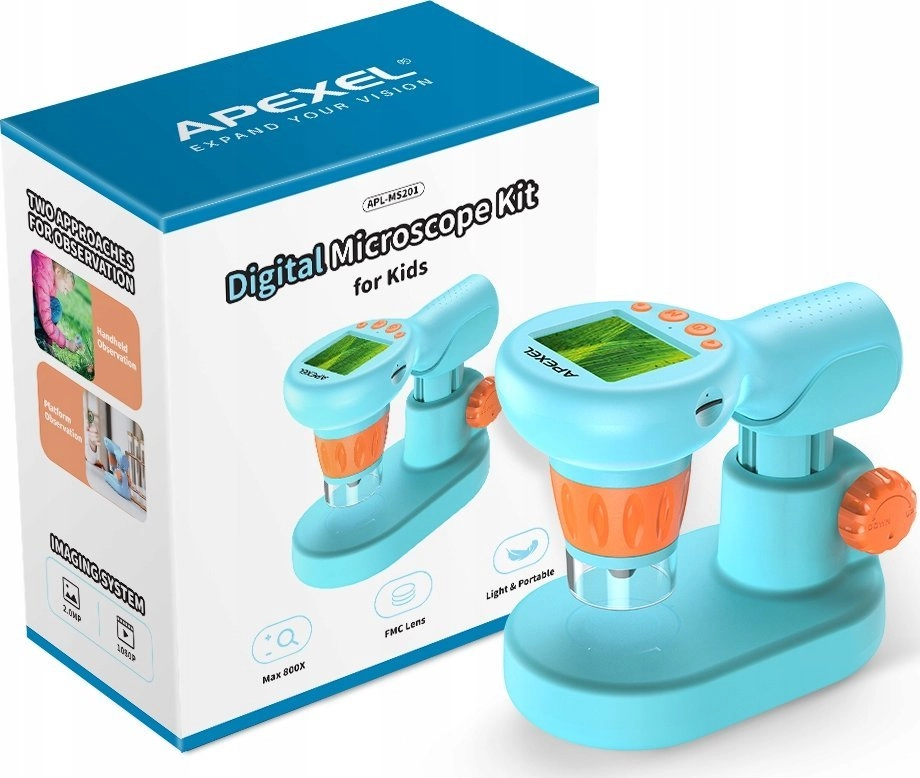 Apexel Microscope Digital Microscope Children`s 2w1