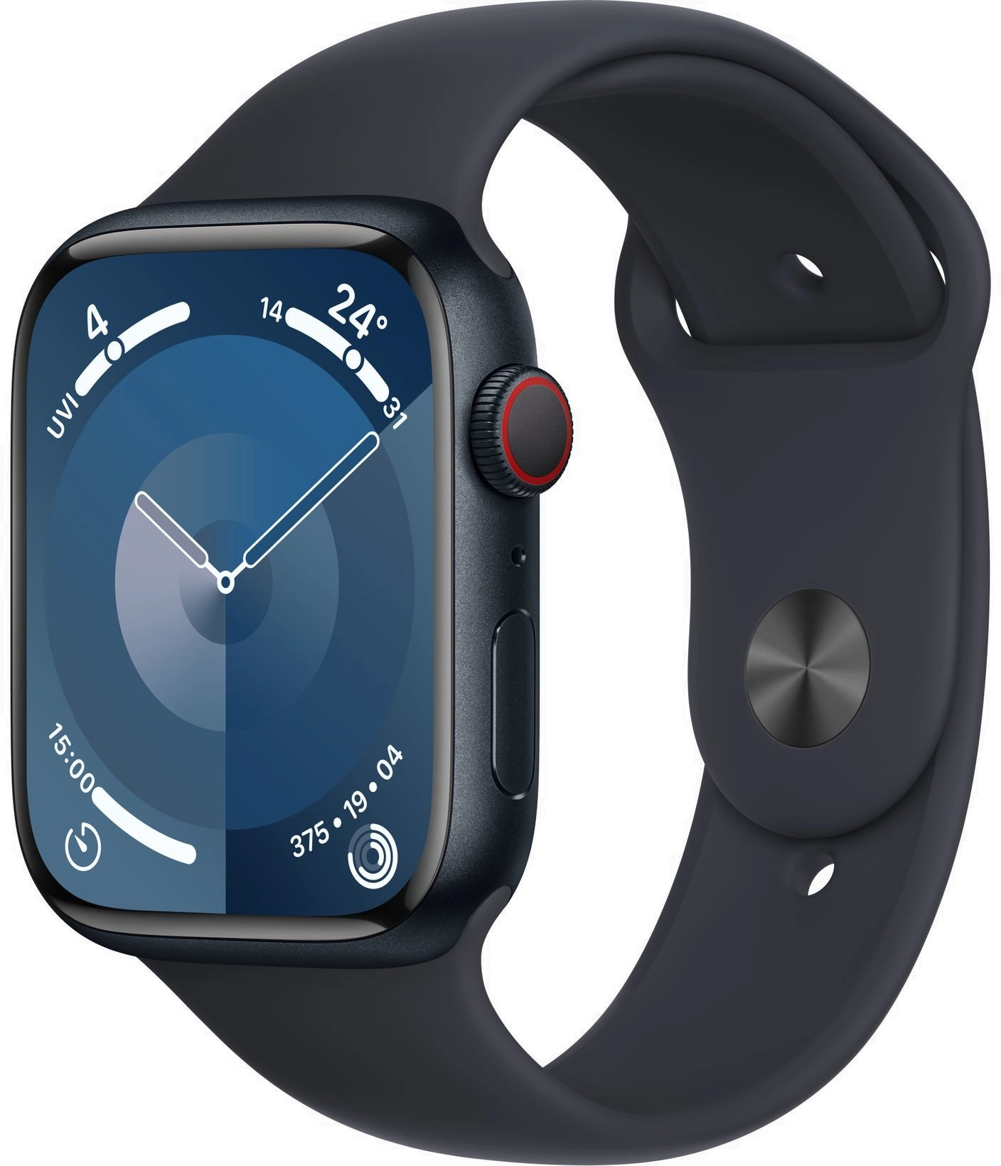 Apple Watch 9 GPS + Cellular 45mm Sport Band M/L, midnight (MRMD3ET/A)