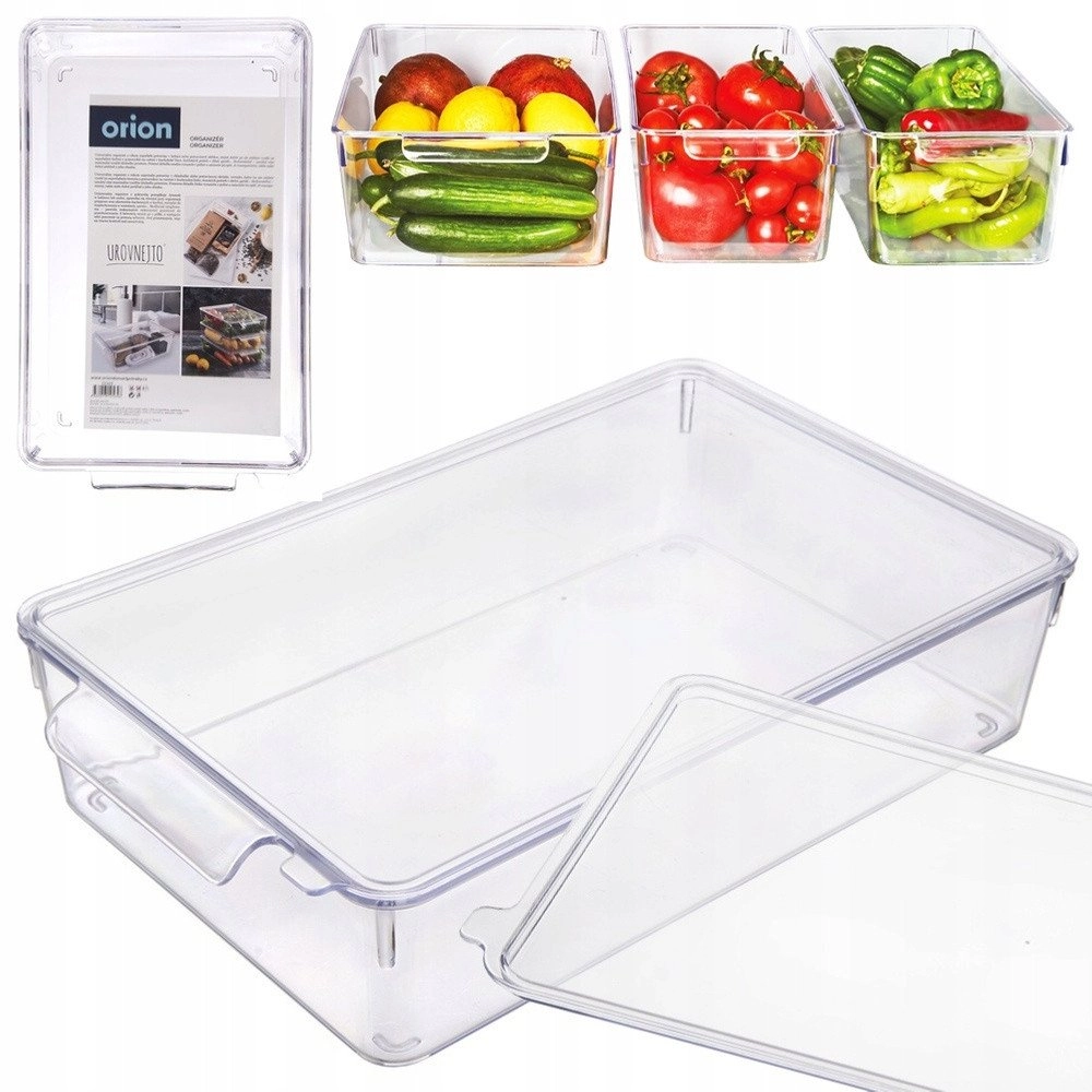FRIDGE ORGANIZER CONTAINER WITH LID FOR