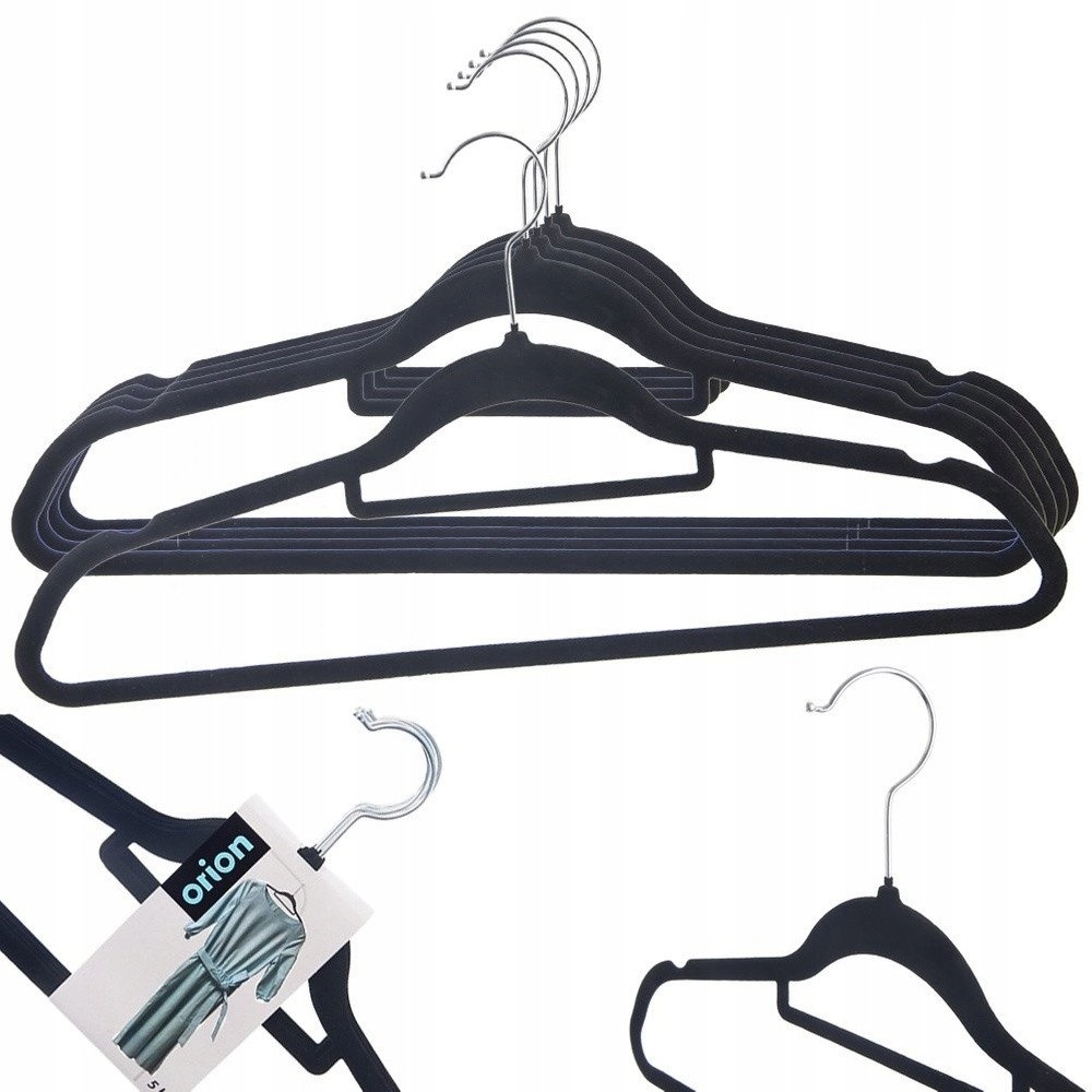 Velor clothes hangers black rotatable 45x23