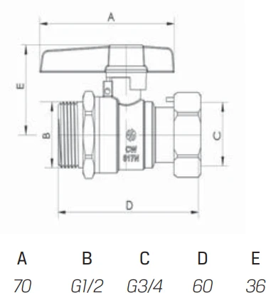 Arco Straight valve 1/2" x 3/4"