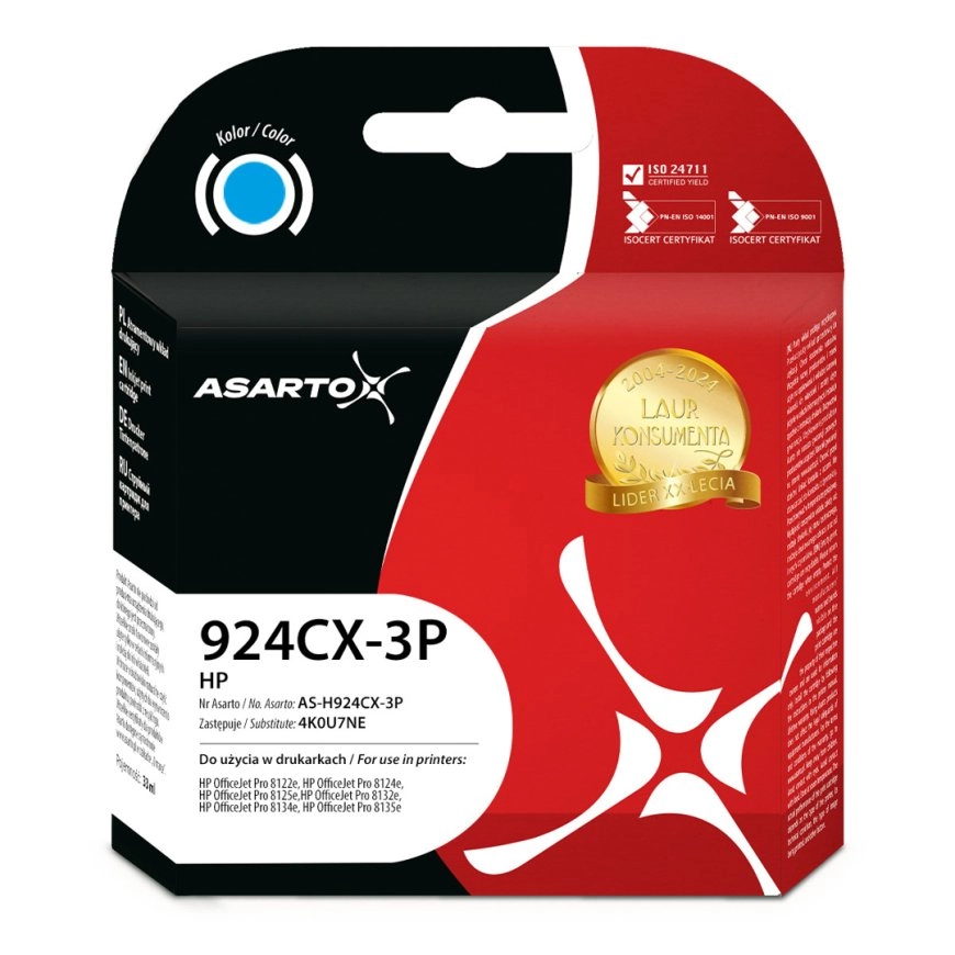 Asarto ink for HP 924e 3-PACK