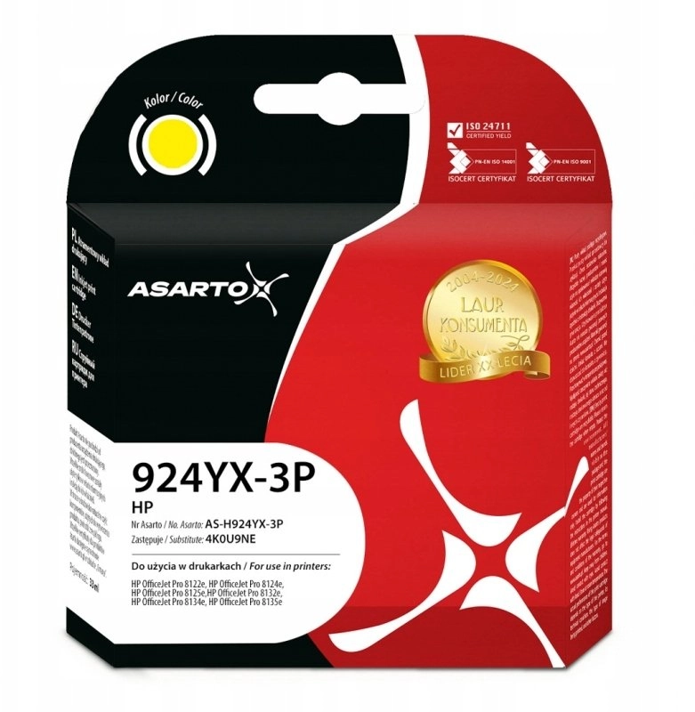 Tusz Asarto do HP 924e 3-PACK