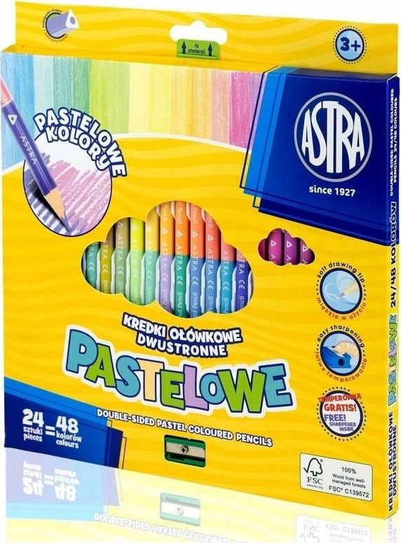 Astra Triangular double-sided pastel pencils 24=48