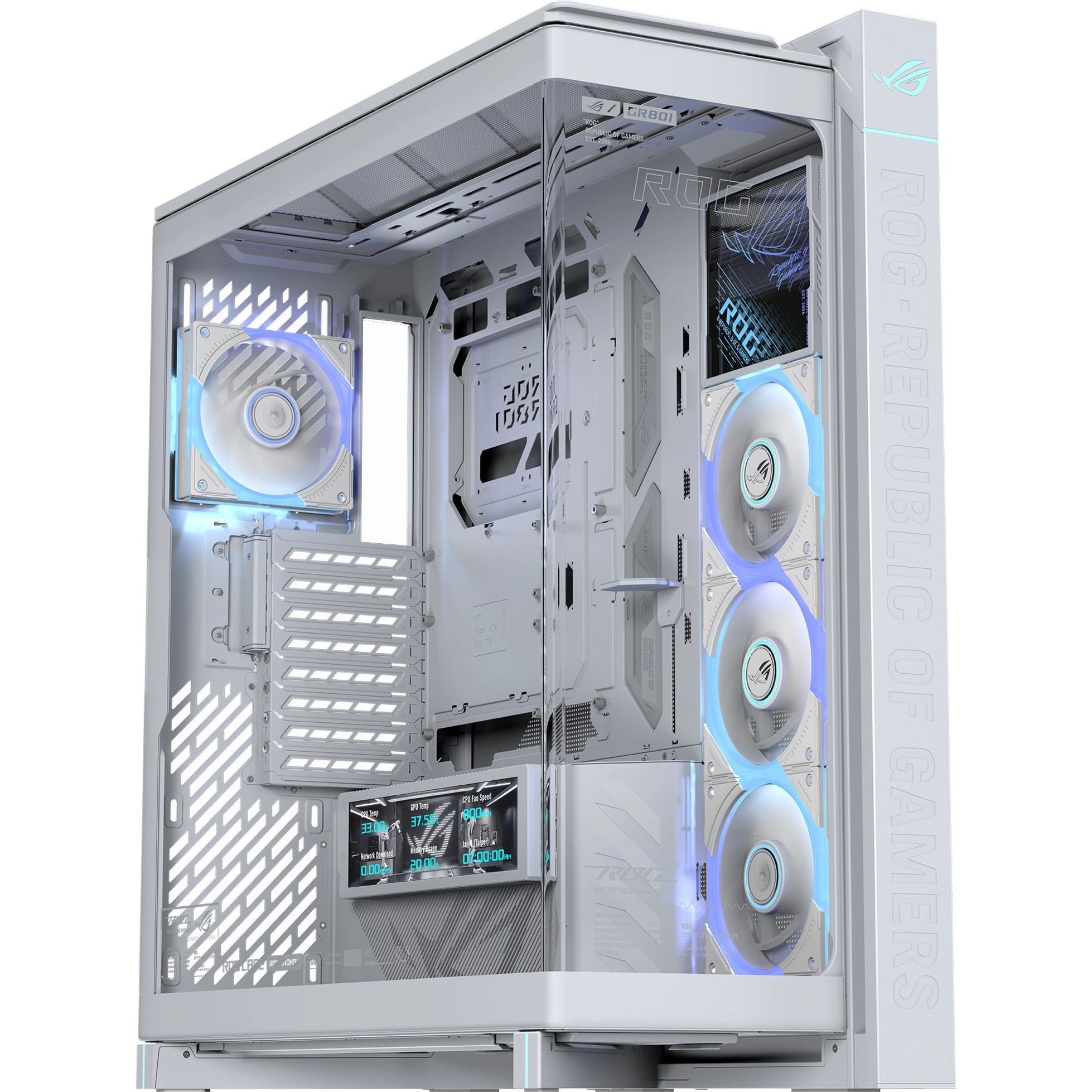 ASUS ROG CRONOX GR801 CURVE TG ARGB WHITE Midi Tower Balts