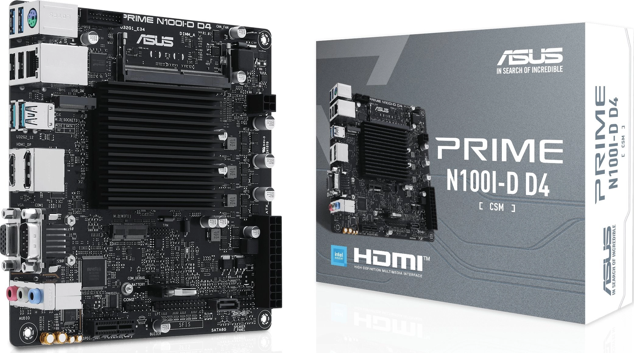ASUS PRIME N100I-D D4 NA (integrētais CPU) mini ITX
