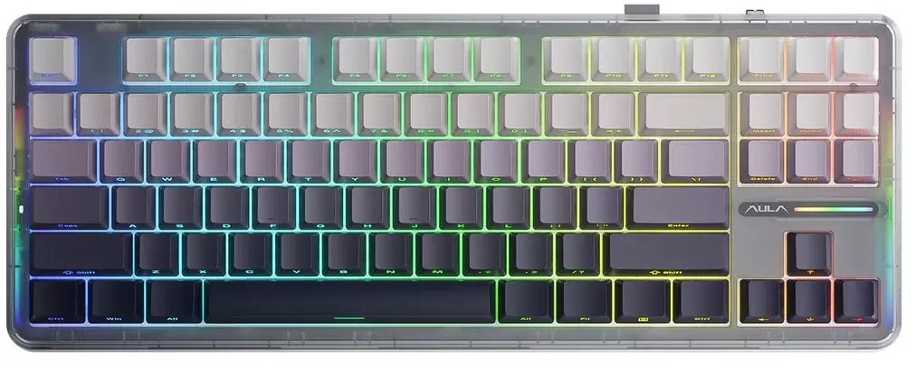_8321239 AULA Gasket F87 Gradient Grey SpaceCrystal RGB Keyboard