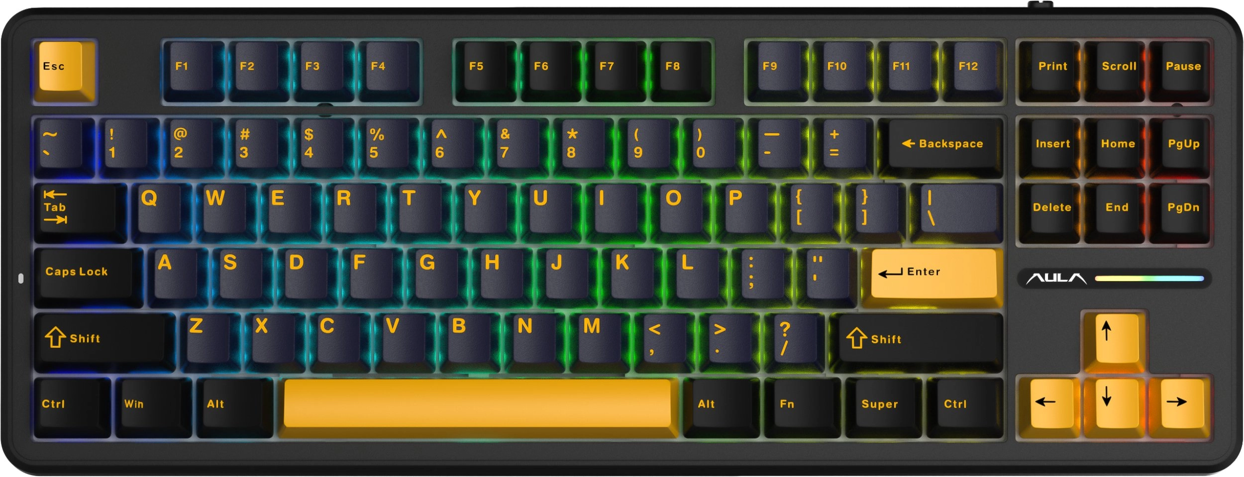 _8321238 AULA Gasket F87 Thunder Black GrayWood RGB Keyboard