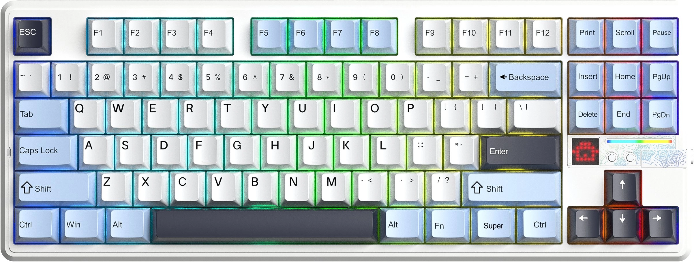 AULA klawaitura blīve F87Pro V2 Glacier Blue Star Vector slēdzis RGB