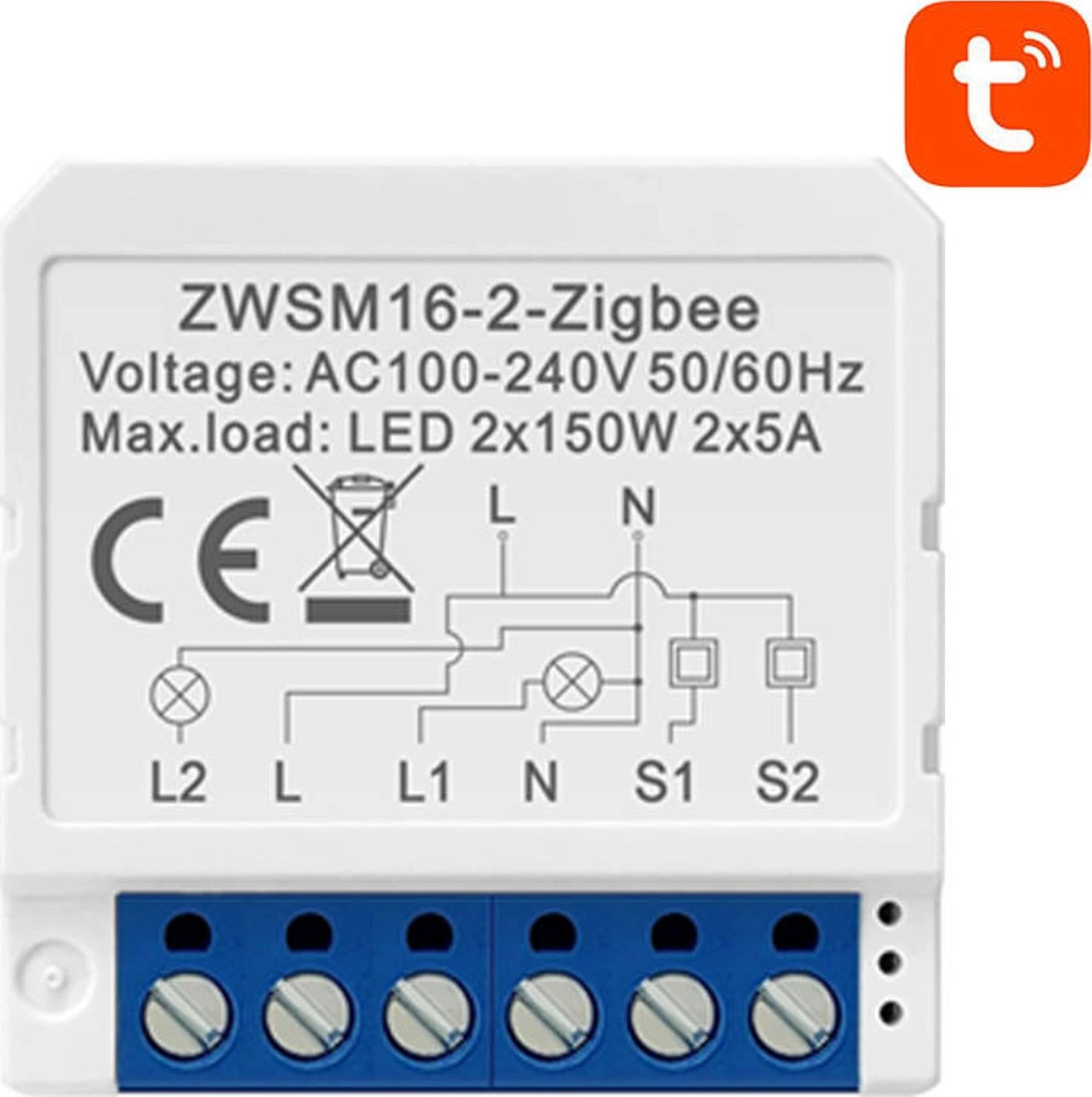 Smart switch module ZigBee Avatto ZWSM16-W2