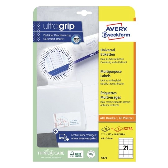 Avery 6170 White Self-adhesive printer label