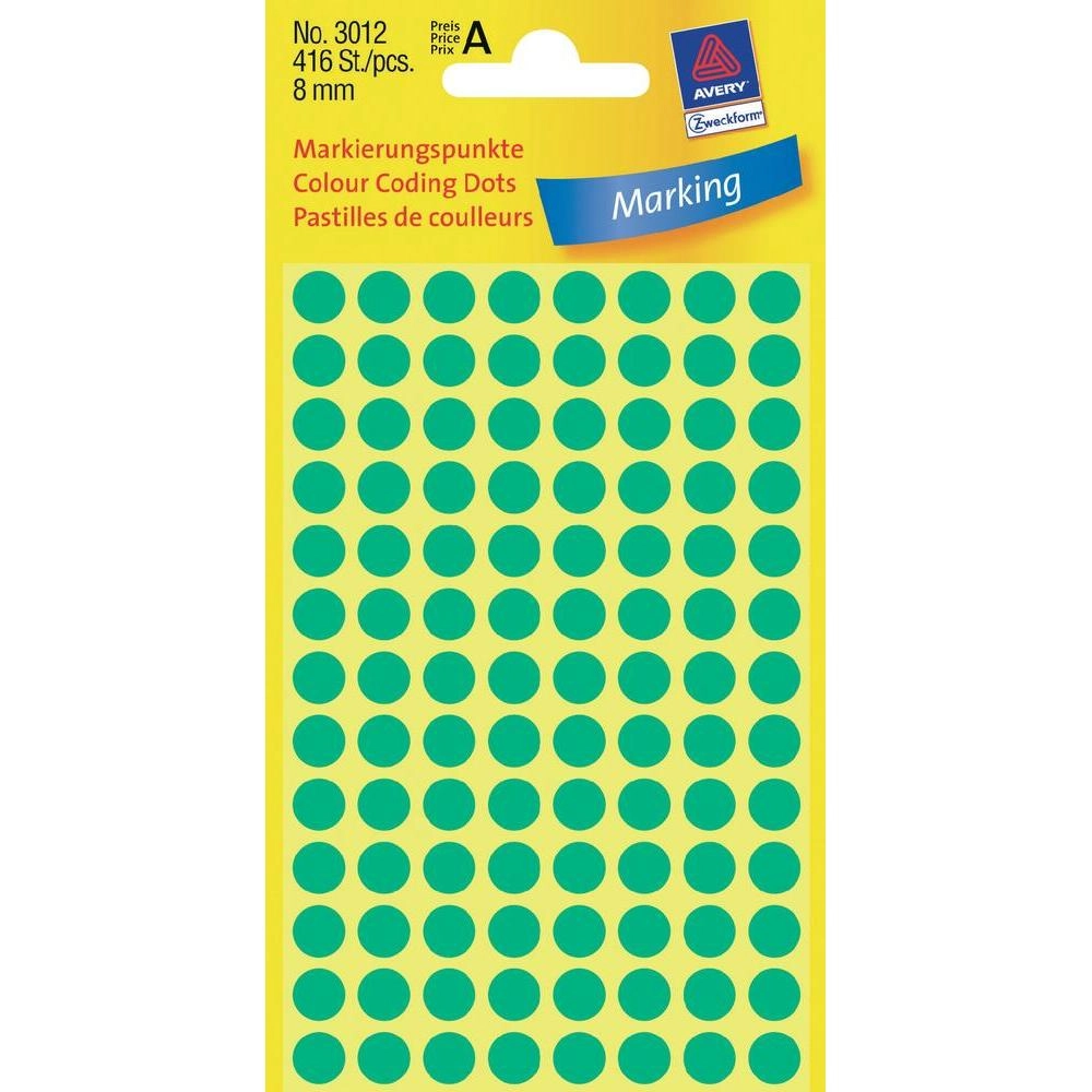Avery Colour Coding Dots  Green 3012