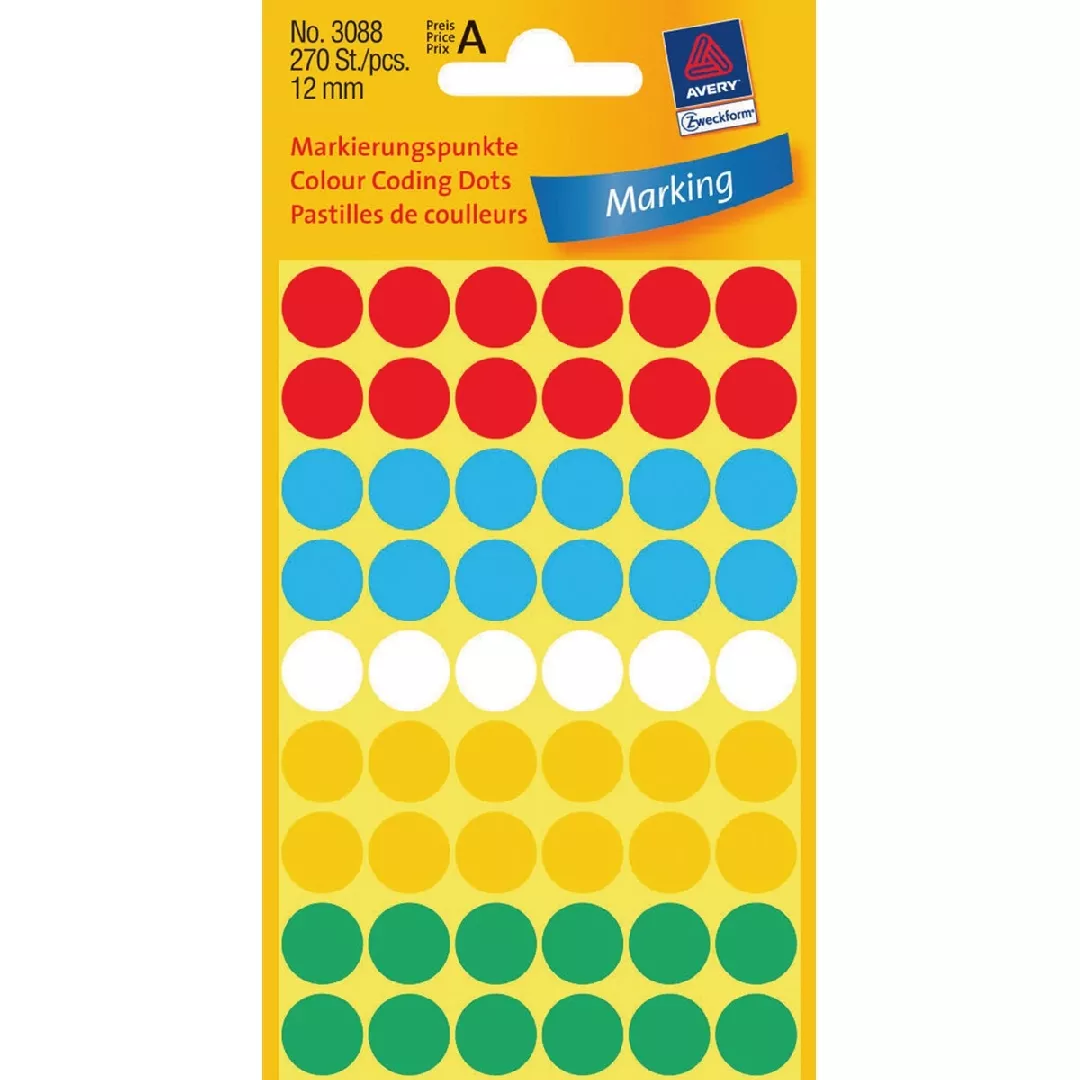 Avery Colour Coding Dots  Assorted Colours