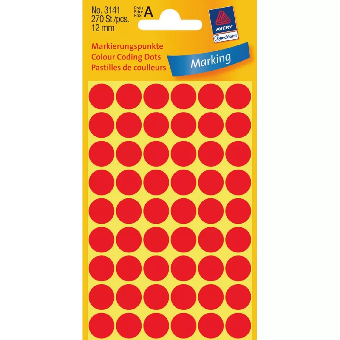 Avery Colour Coding Dots  Red 3141