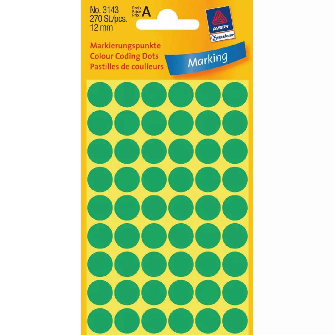 Avery Colour Coding Dots  Green 3143