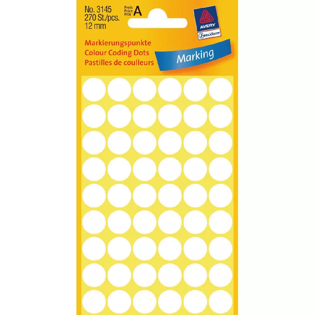 Avery Colour Coding Dots  White (