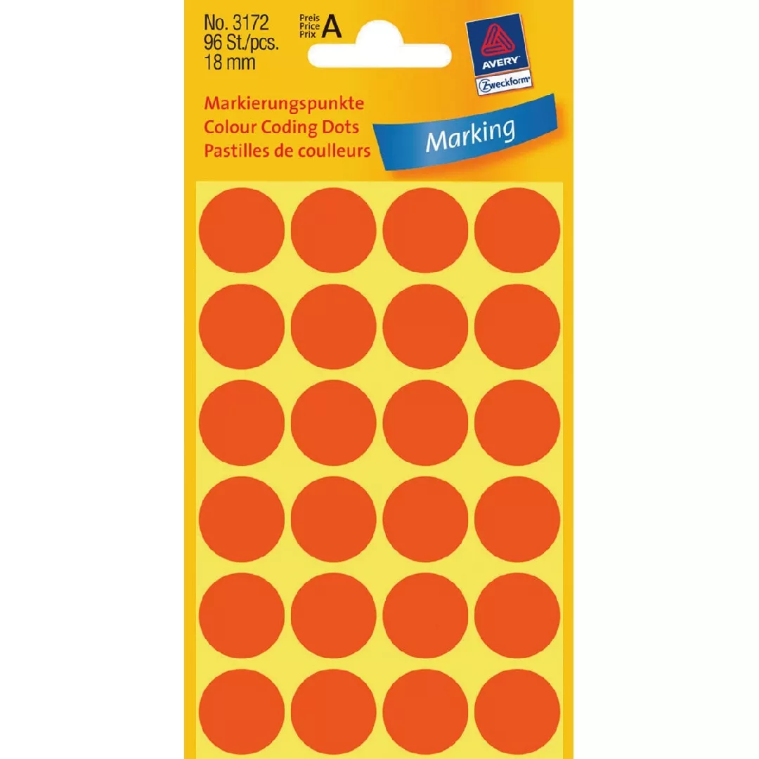 Avery Colour Coding Dots  Neon 3172