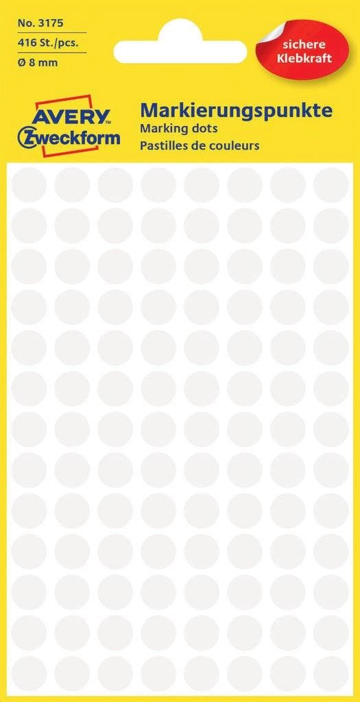Avery Colour Coding Dots  White 3175