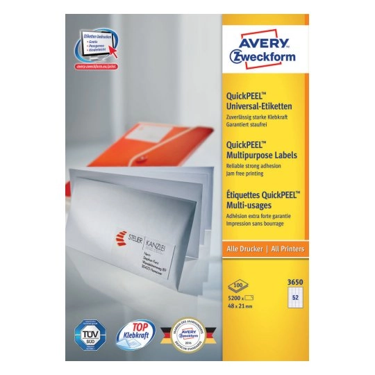 Avery 3650 self-adhesive label Rectangle Permanent