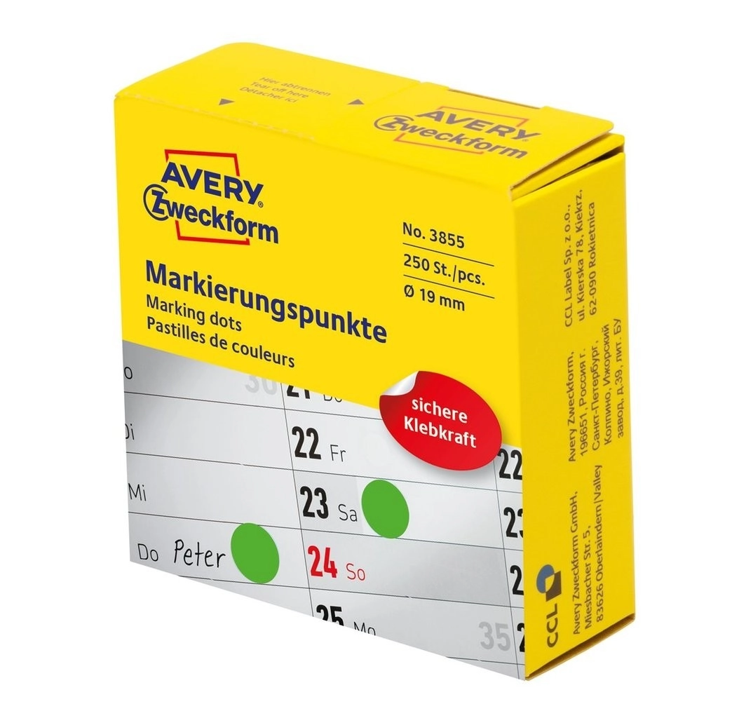 Avery 3855 self-adhesive label Round Permanent