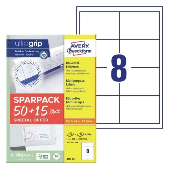 Avery 4782-65 self-adhesive label Rectangle Permanent