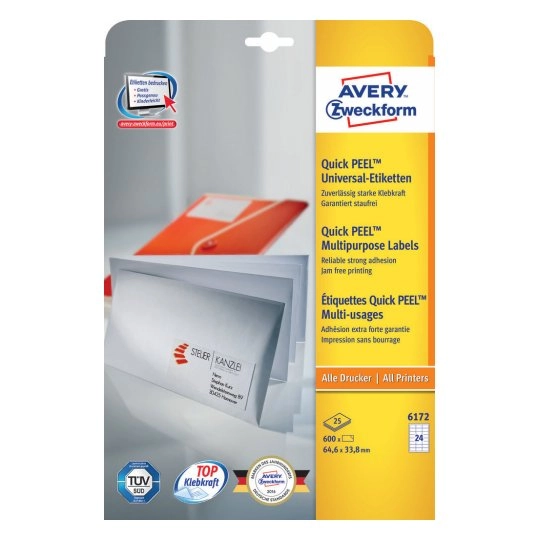 Avery 6172 self-adhesive label Rectangle Permanent