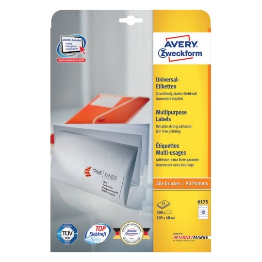 Avery 6175 self-adhesive label Rectangle Permanent