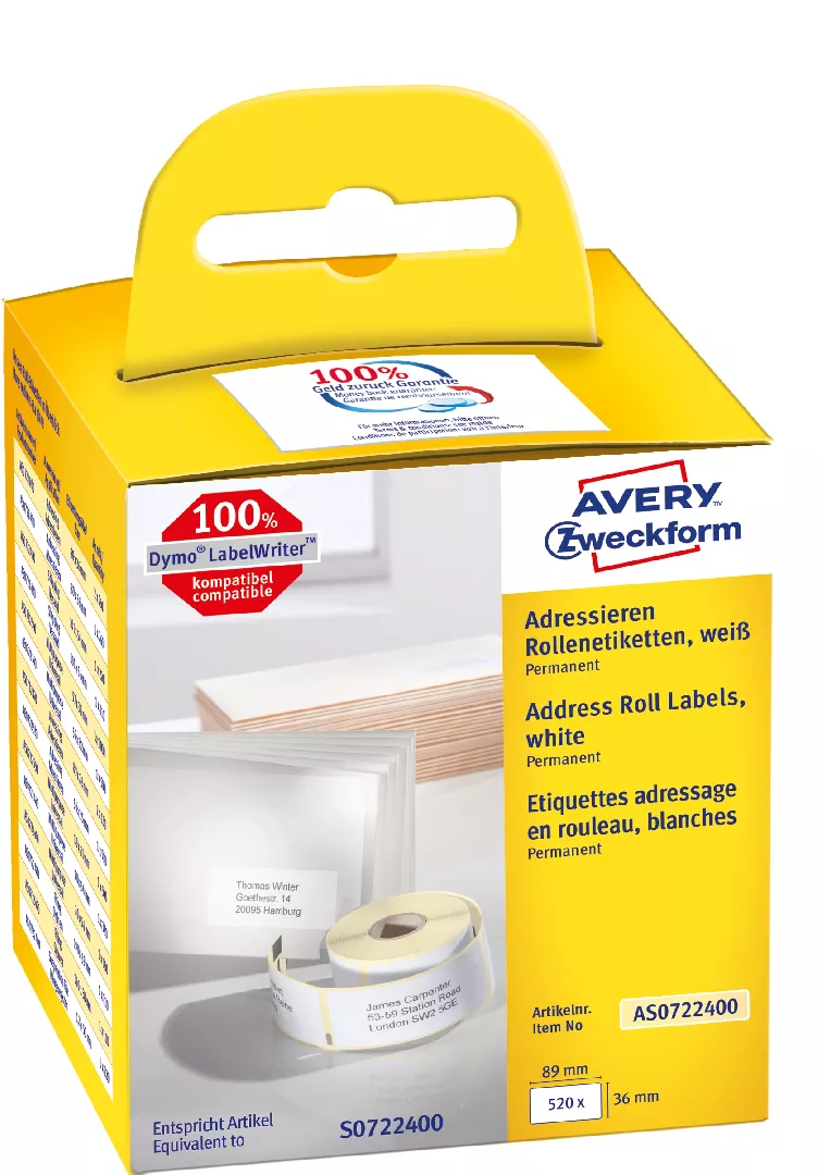 Avery AS0722400 self-adhesive label Rectangle Permanent