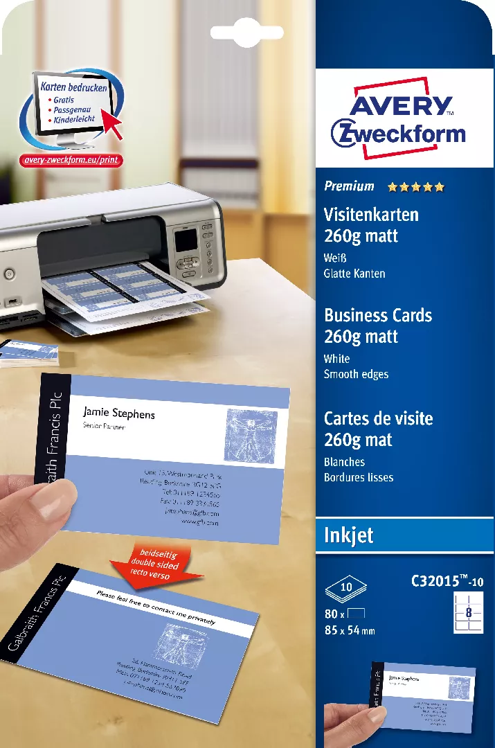 Avery C32015-10 business card Inkjet Paper