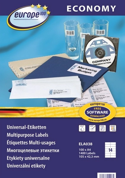 Avery ELA038 printer label White Self-adhesive