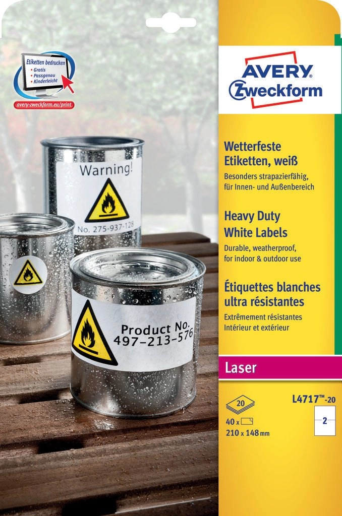 Avery L4717-20 self-adhesive label Rounded rectangle