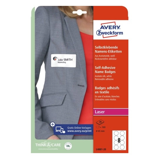 Avery L4881-20 self-adhesive label Round Removable