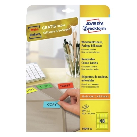 Avery Coloured Mini Labels Yellow L6041-20