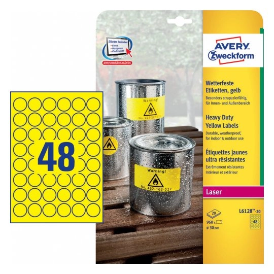 Avery L6128-20 self-adhesive label Circle Permanent