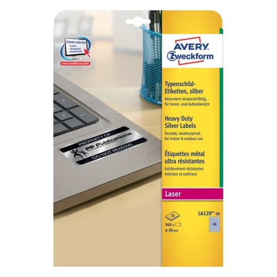 Avery L6129-20 self-adhesive label Circle Permanent