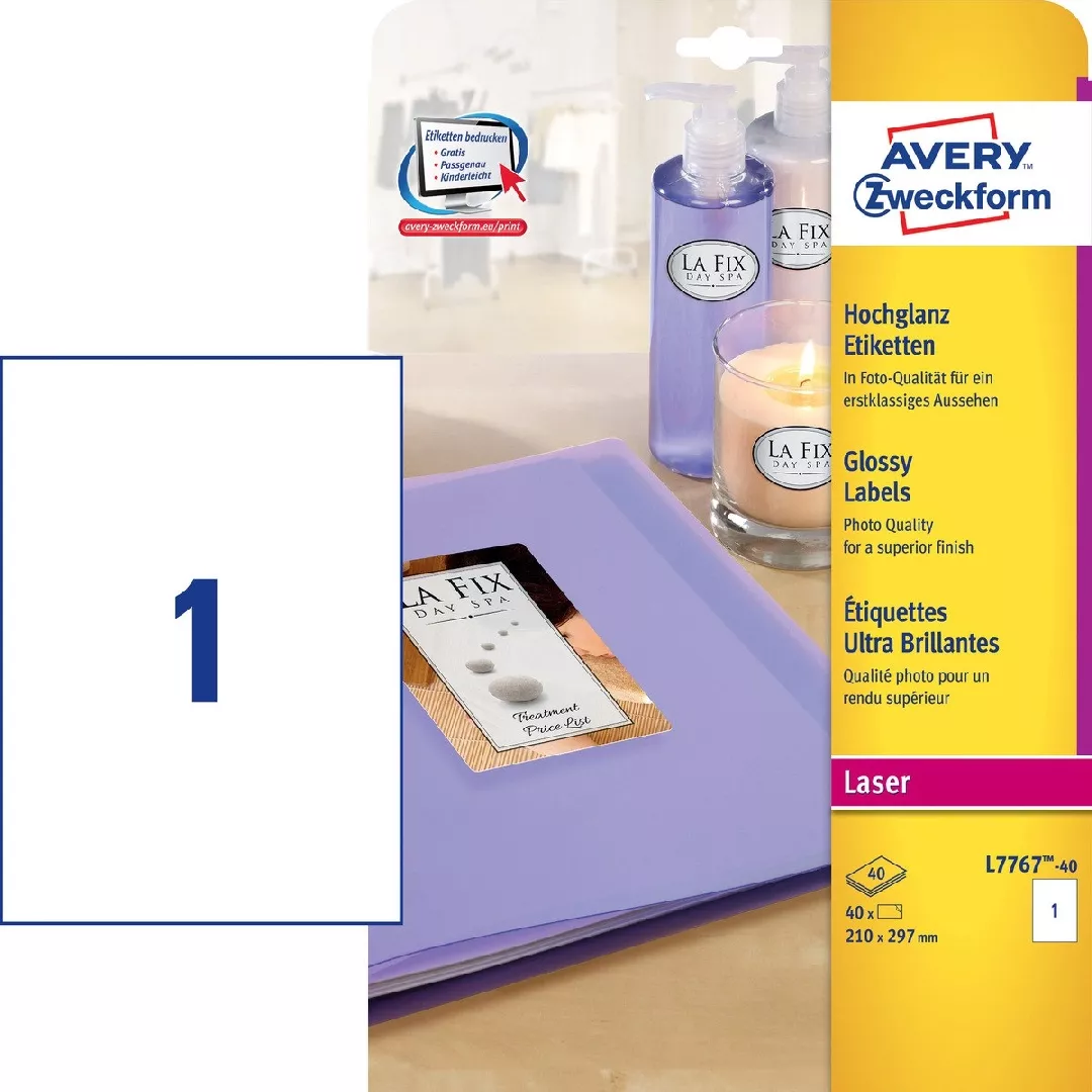 Avery Glossy Colour Laser Labels 7767