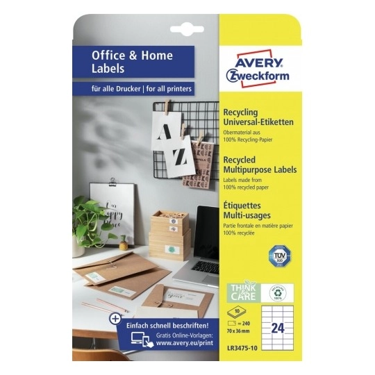 Avery LR3475-10 self-adhesive label Rectangle Permanent