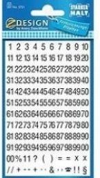 Black numbers stickers on white background