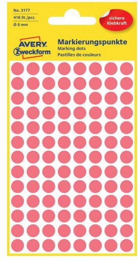 Avery Colour Coding Dots  Neon  Red