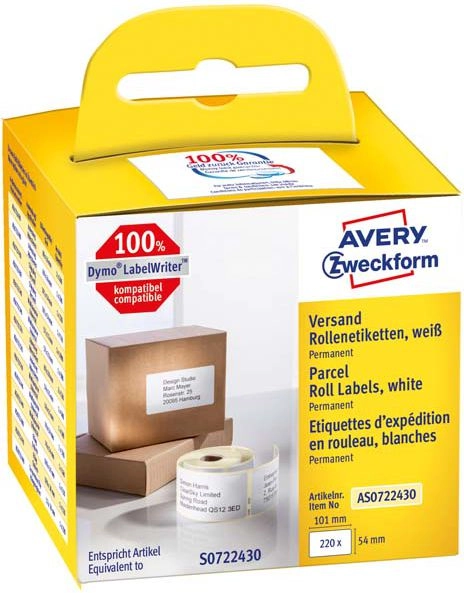 Avery AS0722430 White Rectangle Permanent 54